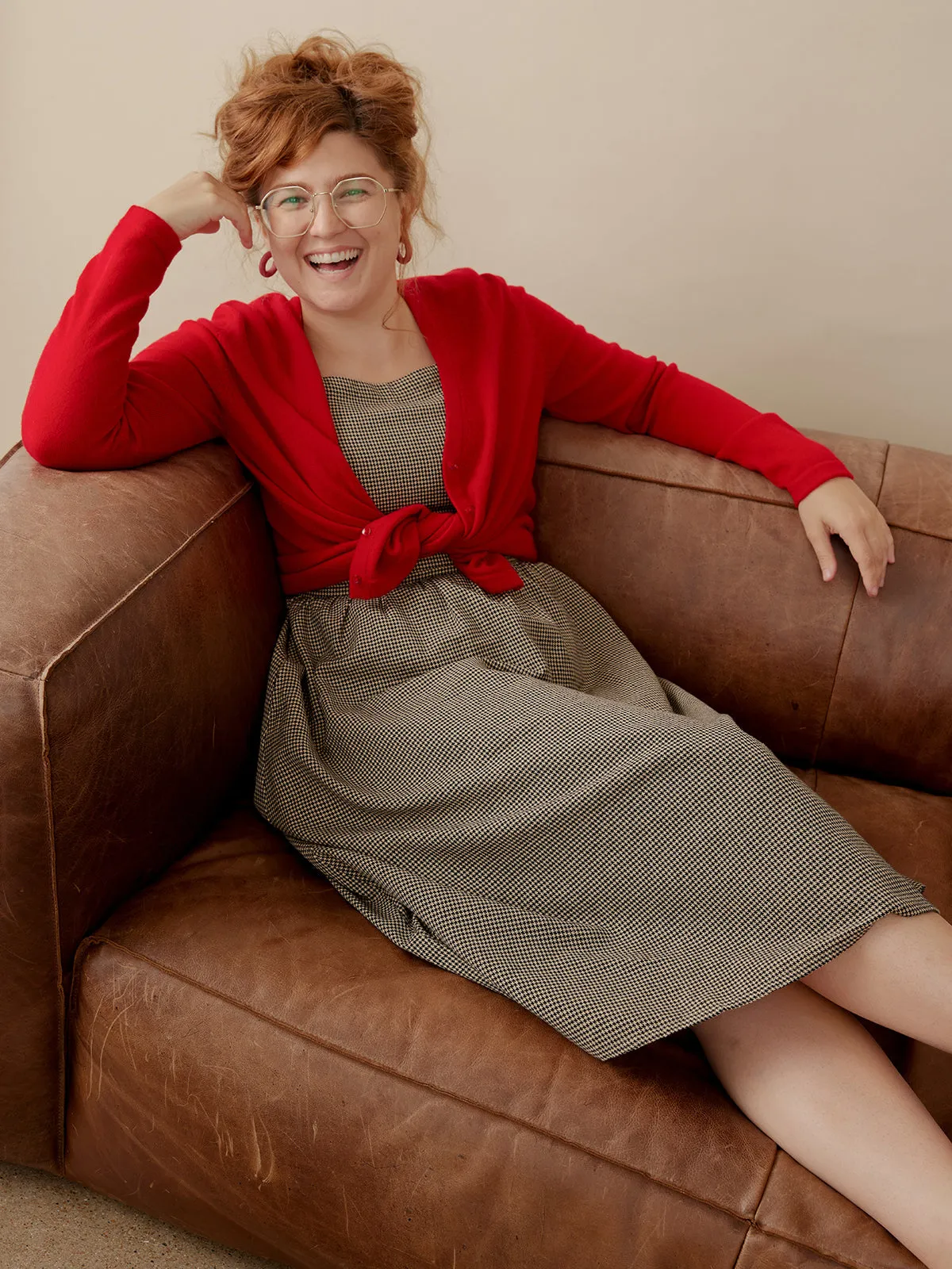 Rupi Midi Dress - Houndstooth sold by Mata Traders