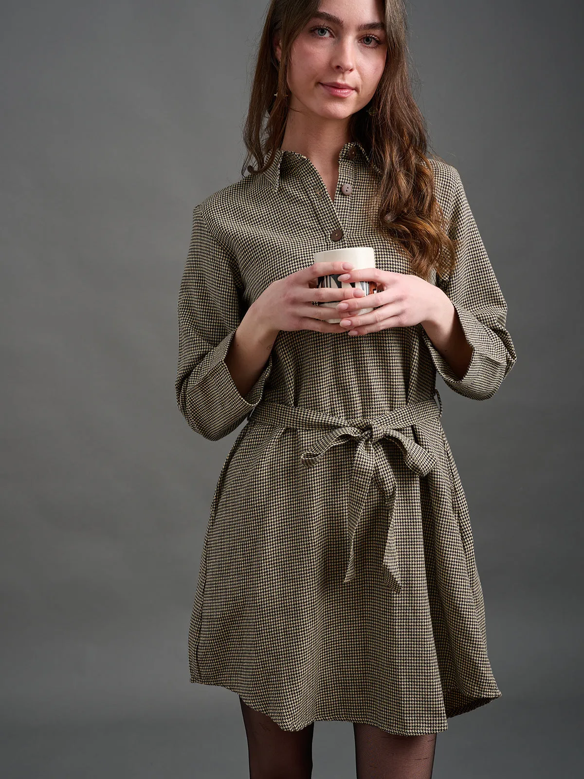 Sonja Shirtdress - Houndstooth sold by Mata Traders product image thumbnail 2