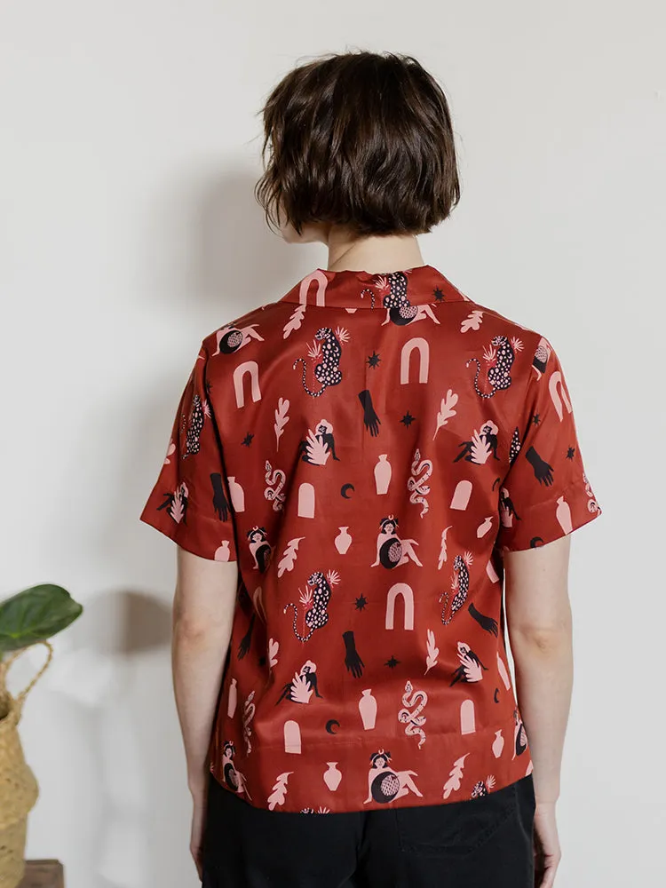 Camp Shirt - Modern Objects Cranberry sold by Mata Traders product image thumbnail 2