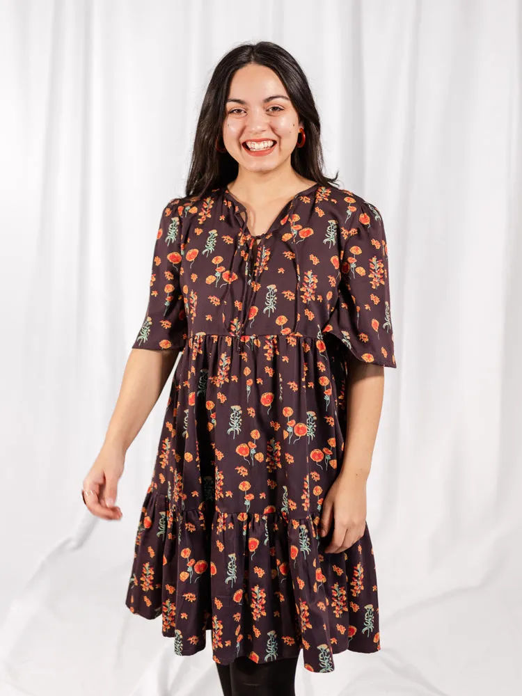 Adelaide Tiered Mini Dress - Botanical Dusk sold by Mata Traders product image thumbnail 3