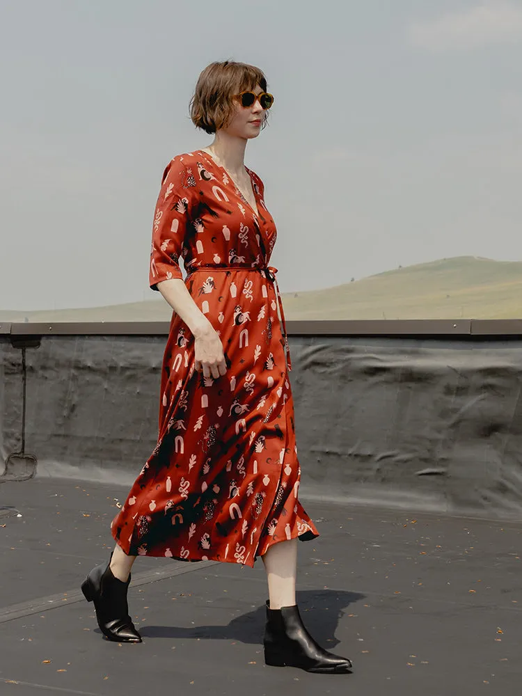 Aditi Wrap Dress - Modern Objects Cranberry sold by Mata Traders product image thumbnail 4