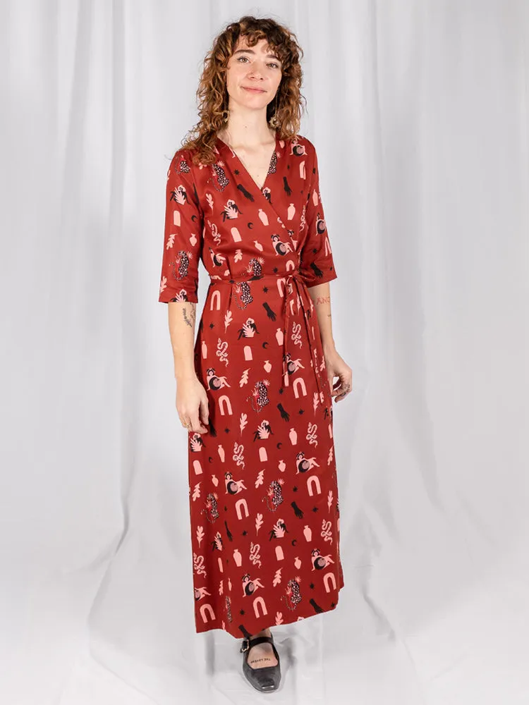 Aditi Wrap Dress - Modern Objects Cranberry sold by Mata Traders product image thumbnail 2