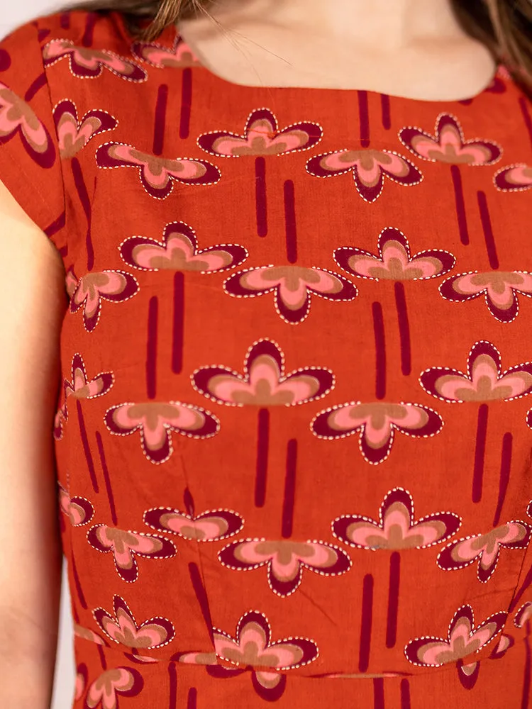 Marseille Dress - Mod Daisy Spiced Coral sold by Mata Traders product image thumbnail 2