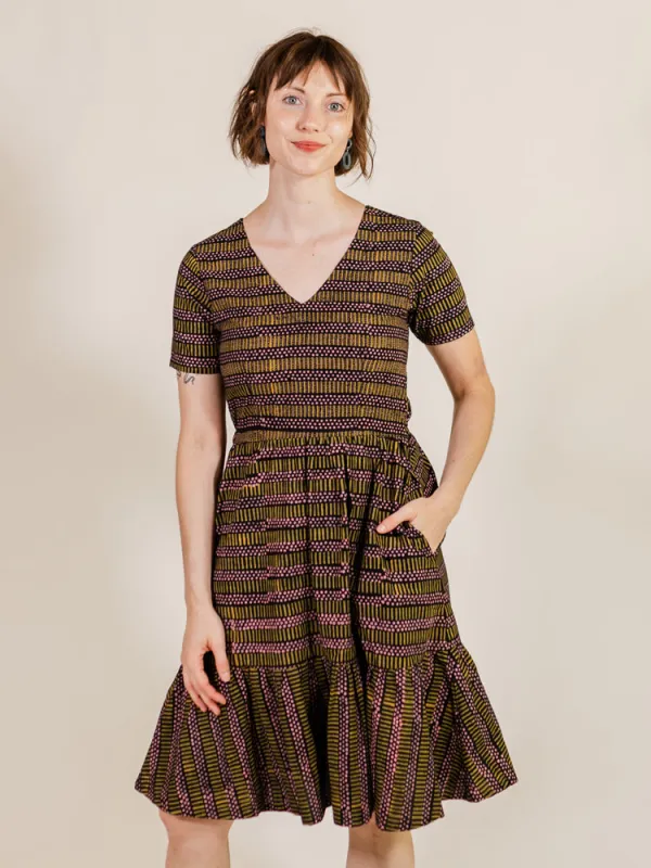 Lydia Dress - Dots And Dashes Yellow made by Mata Traders