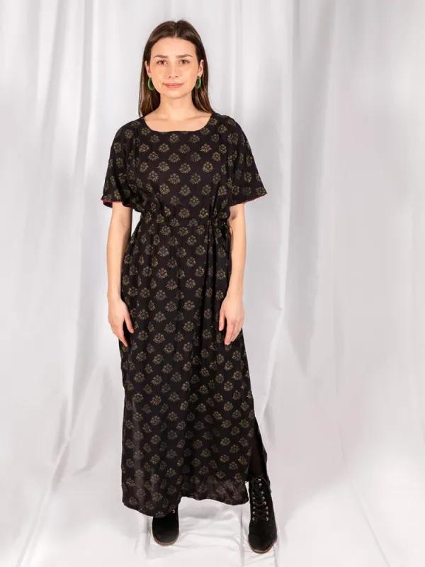 Aimee Maxi Dress - Floral Stamp Black sold by Mata Traders