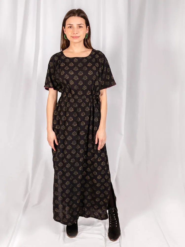 Aimee Maxi Dress - Floral Stamp Black sold by Mata Traders