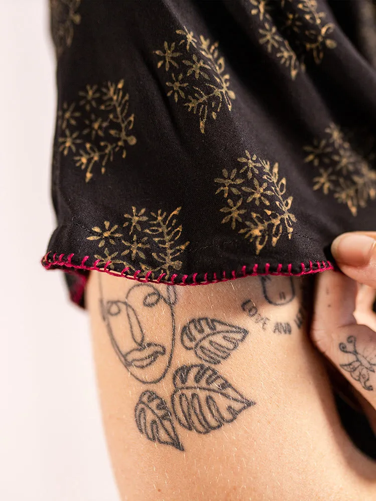 Aimee Maxi Dress - Floral Stamp Black sold by Mata Traders product image thumbnail 4