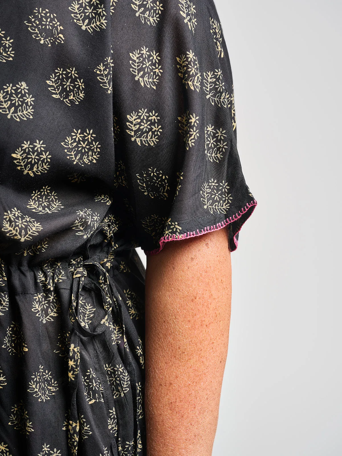 Aimee Maxi Dress - Floral Stamp Black sold by Mata Traders product image thumbnail 5