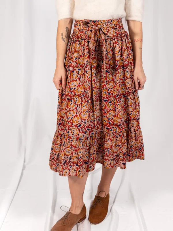 Nahla Midi Skirt - Ruby Floral sold by Mata Traders