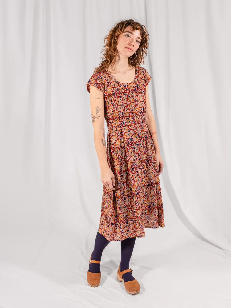 Vintage Pleat Dress - Ruby Floral sold by Mata Traders product image thumbnail 2