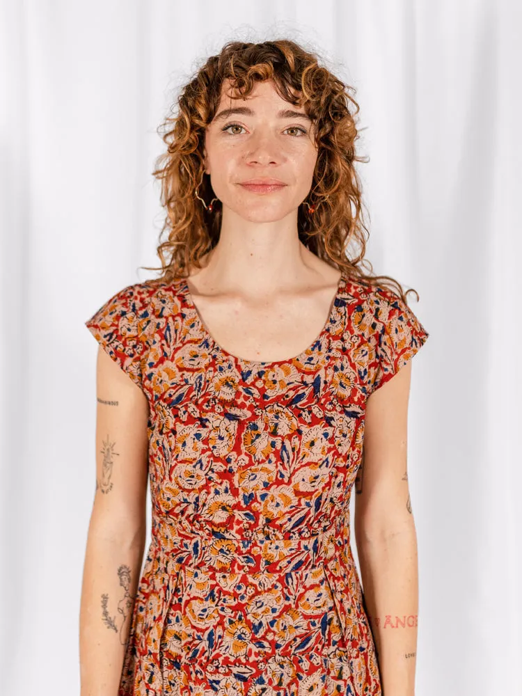 Vintage Pleat Dress - Ruby Floral sold by Mata Traders product image thumbnail 3