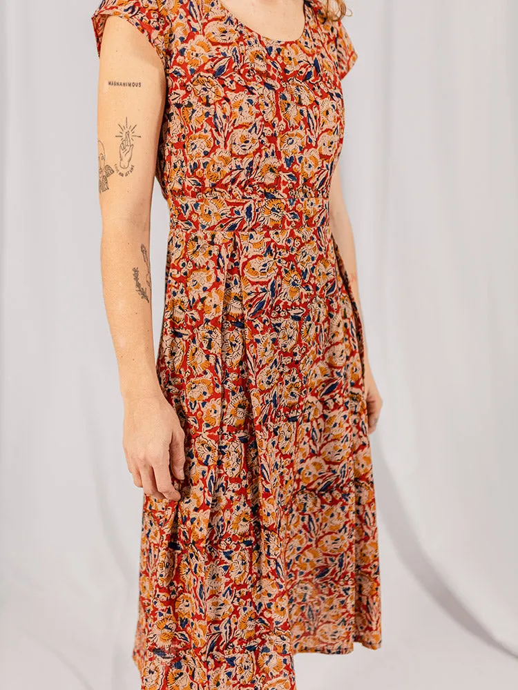 Vintage Pleat Dress - Ruby Floral sold by Mata Traders product image thumbnail 4
