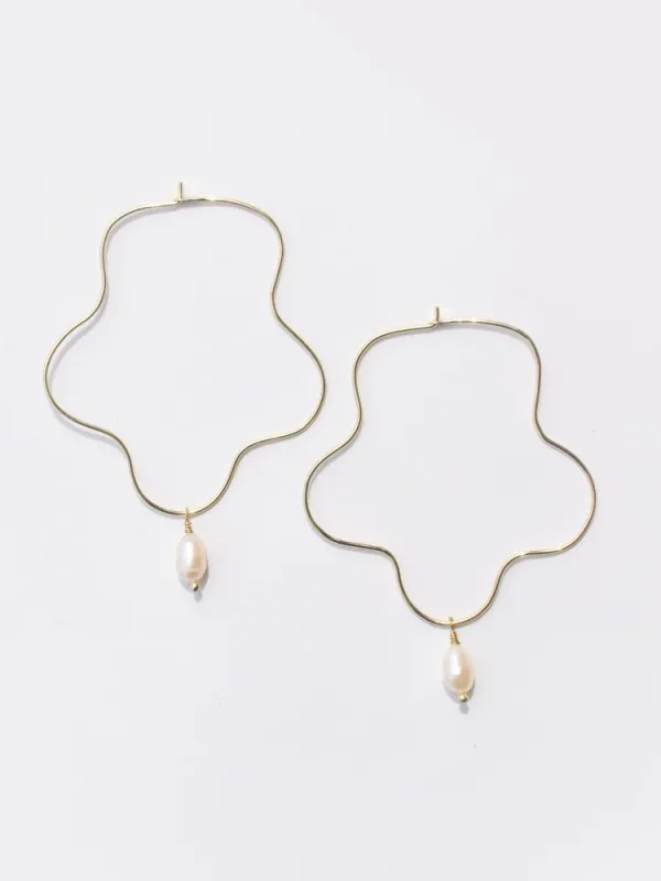 Sea Squiggle Hoops - Gold sold by Mata Traders