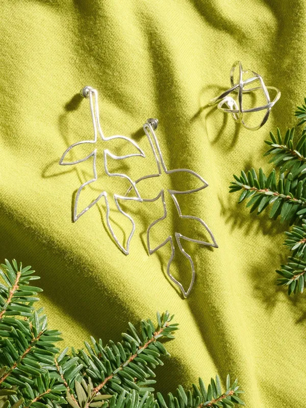 Fauna Wire Earrings - Silver sold by Mata Traders