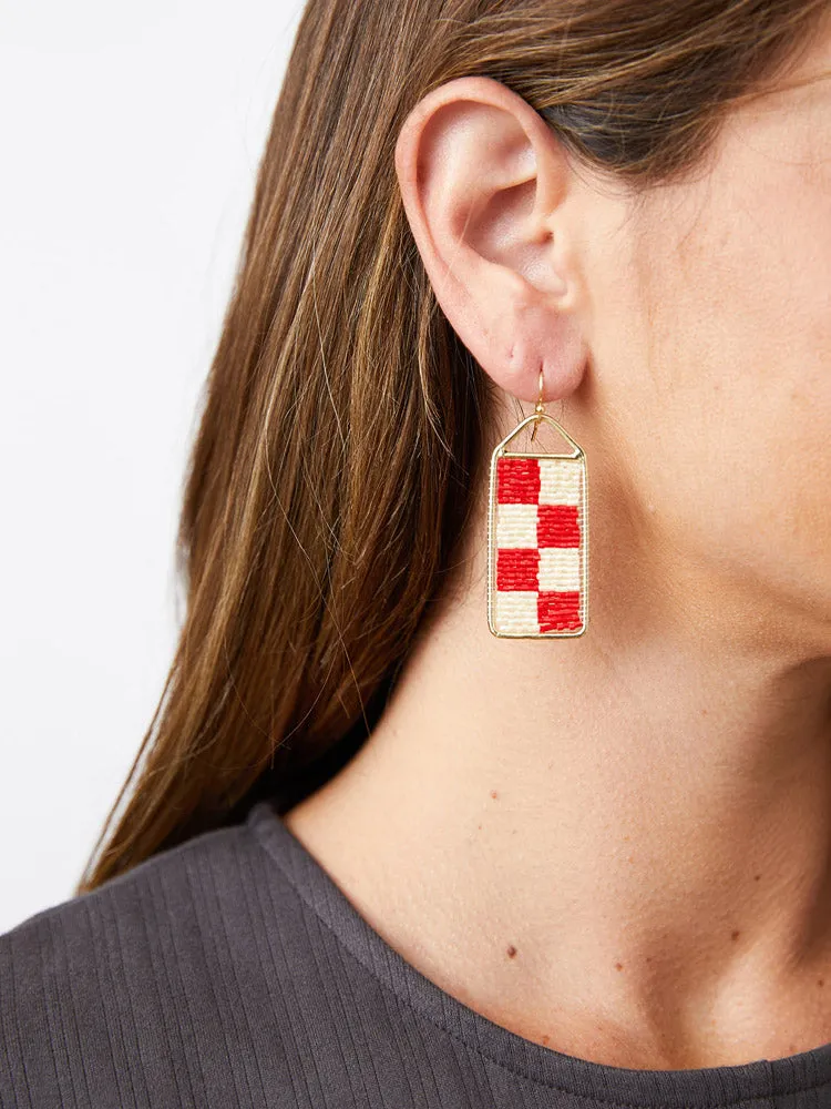 Checker Beaded Earrings - Cherry sold by Mata Traders product image thumbnail 3