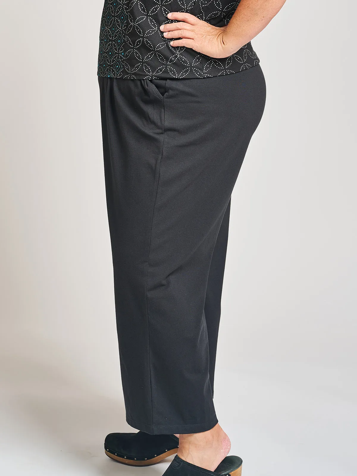 Fae Wide Leg Plus Size Pant - Black Jersey sold by Mata Traders product image thumbnail 2