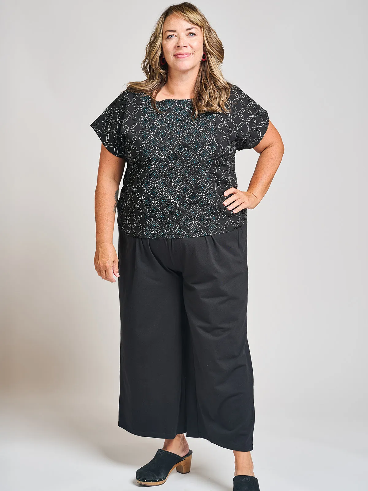 Fae Wide Leg Plus Size Pant - Black Jersey sold by Mata Traders