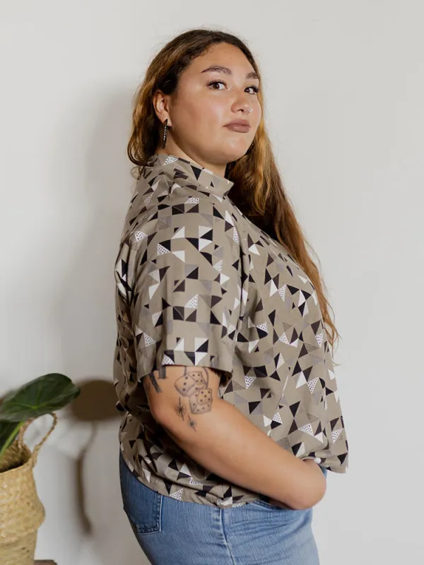 Eve Plus Size Top - Monochrome Quilt sold by Mata Traders
