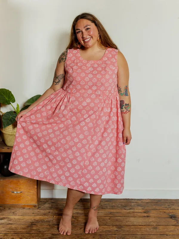 Melody Plus Size Midi Dress - Floral Stamp Rose made by Mata Traders