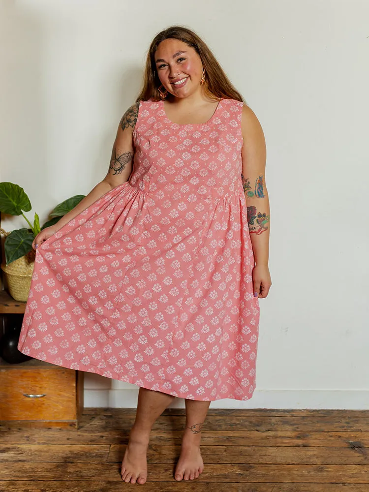 Melody Plus Size Midi Dress - Floral Stamp Rose sold by Mata Traders