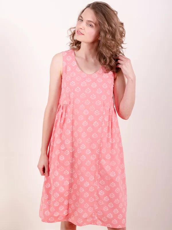 Melody Midi Dress - Floral Stamp Rose made by Mata Traders
