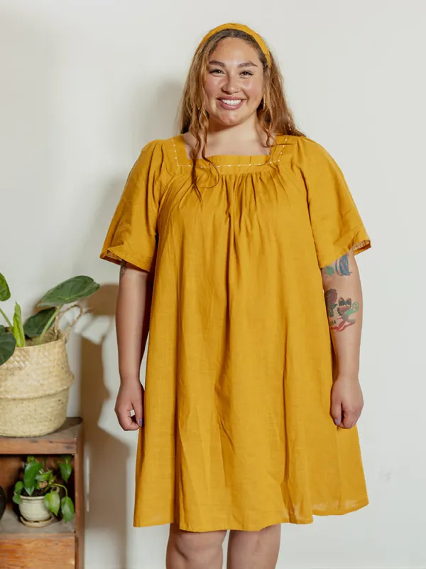 Alexis Plus Size Mini Dress - Turmeric made by Mata Traders