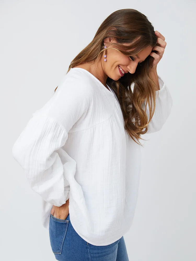 Fiona Blouse - White Gauze sold by Mata Traders product image thumbnail 3