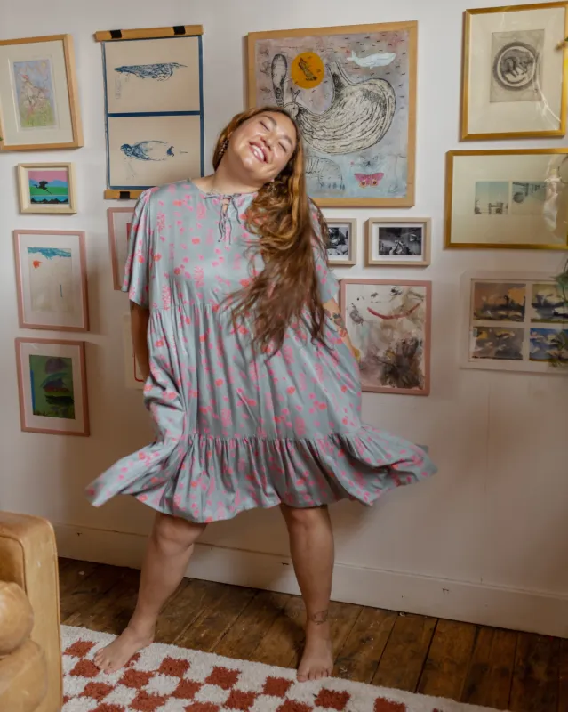 Adelaide Tiered Plus Size Mini Dress - Botanical Slate sold by Mata Traders