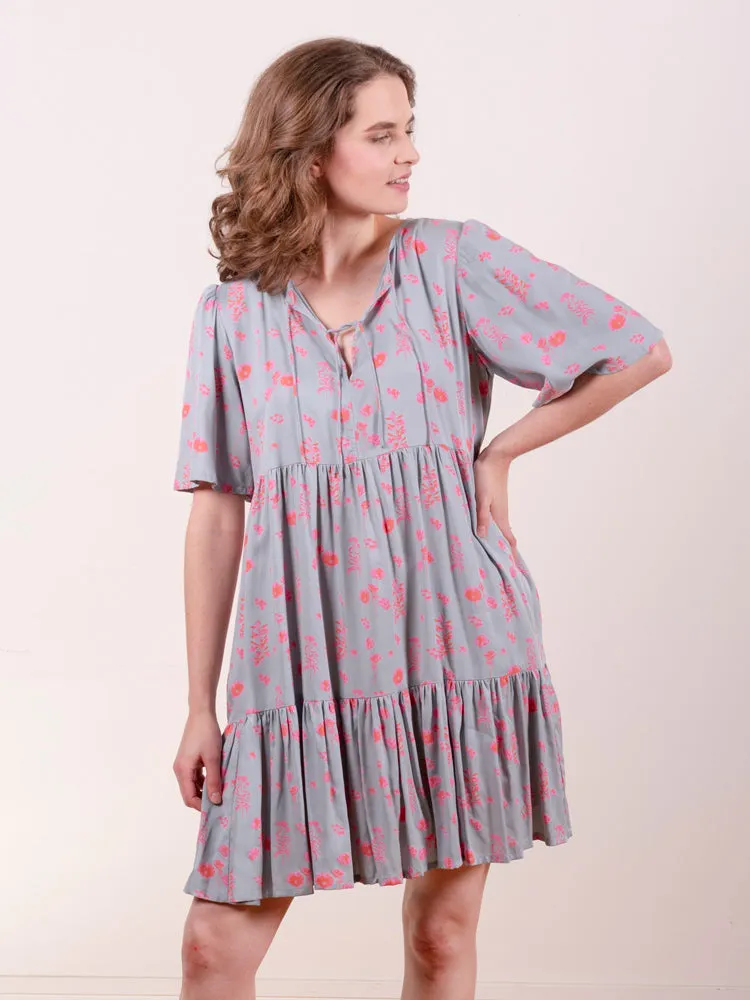 Adelaide Tiered Mini Dress - Botanical Slate sold by Mata Traders product image thumbnail 4