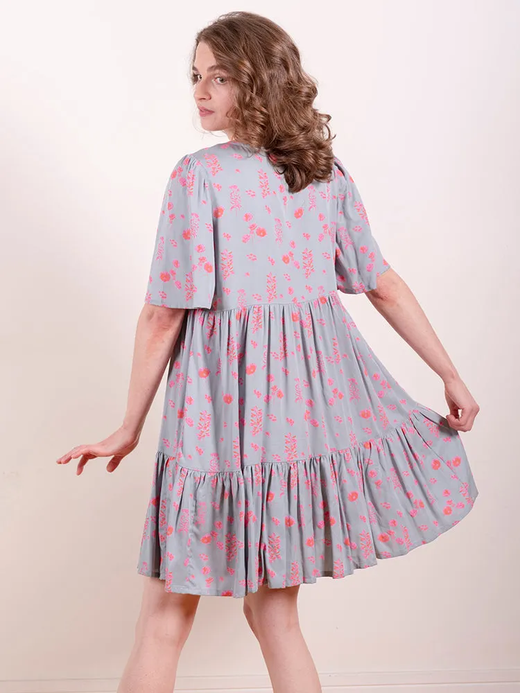 Adelaide Tiered Mini Dress - Botanical Slate sold by Mata Traders product image thumbnail 5