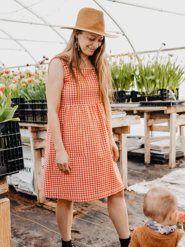 Billie Jumper Dress - Cherry Gingham sold by Mata Traders