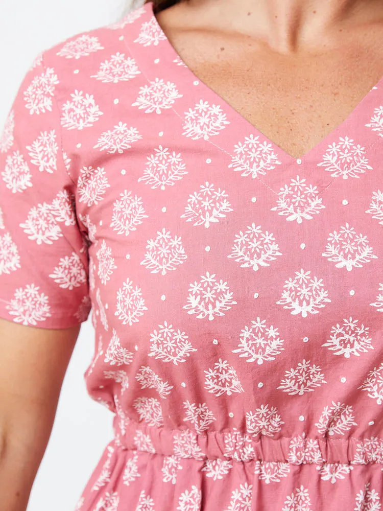 Lydia Dress - Floral Stamp Rose sold by Mata Traders product image thumbnail 3