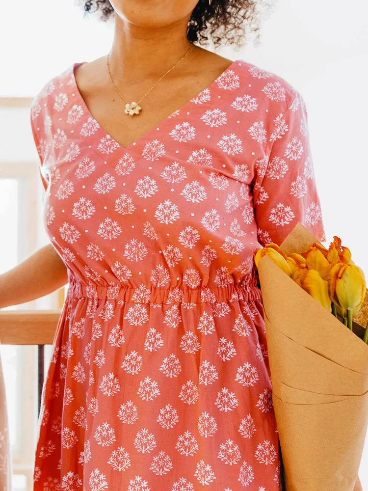 Lydia Dress - Floral Stamp Rose sold by Mata Traders product image thumbnail 5