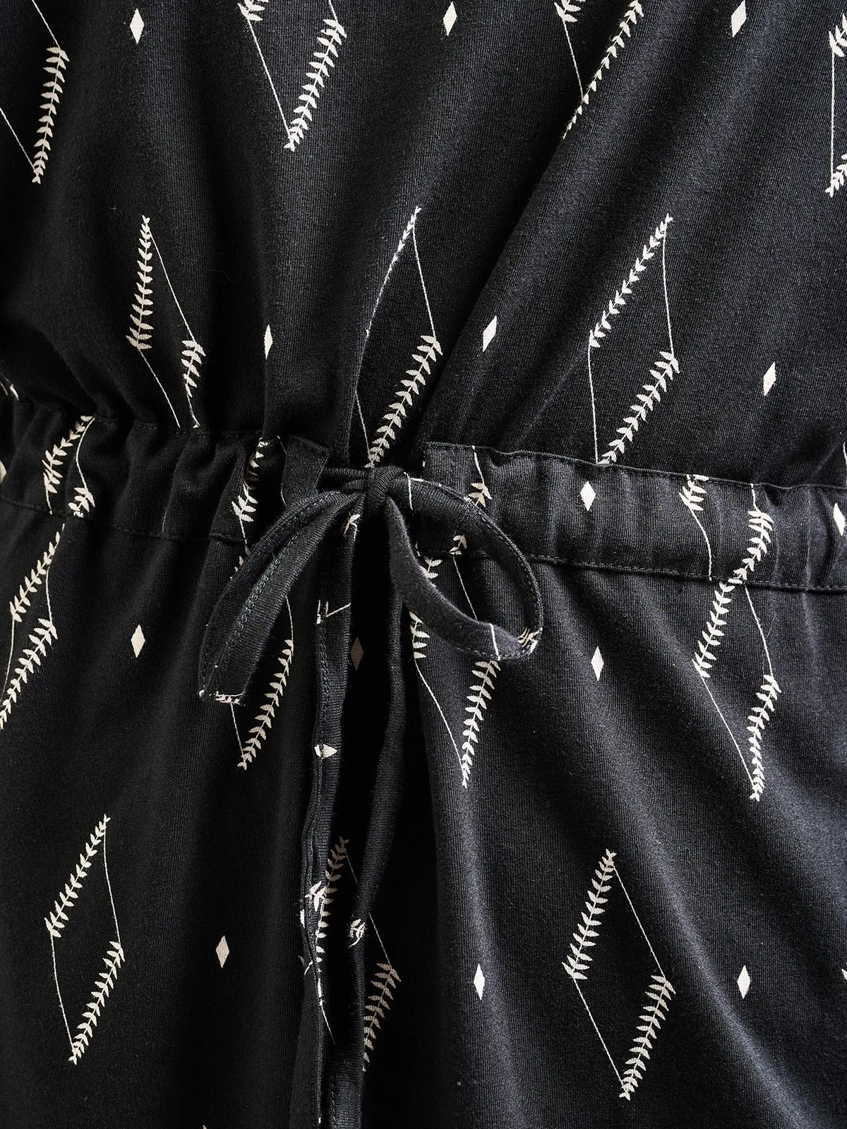 Abby Drawstring Plus Size Dress - Diamond Vine Black sold by Mata Traders product image thumbnail 5
