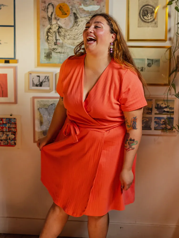 Katie Plus Size Wrap Dress - Melon Rib Knit sold by Mata Traders product image thumbnail 2