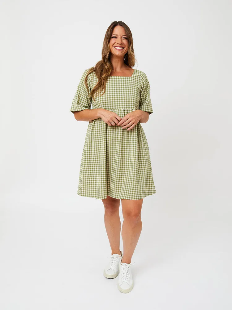 Nico Short Sleeve Mini Dress - Sage Gingham sold by Mata Traders product image thumbnail 4