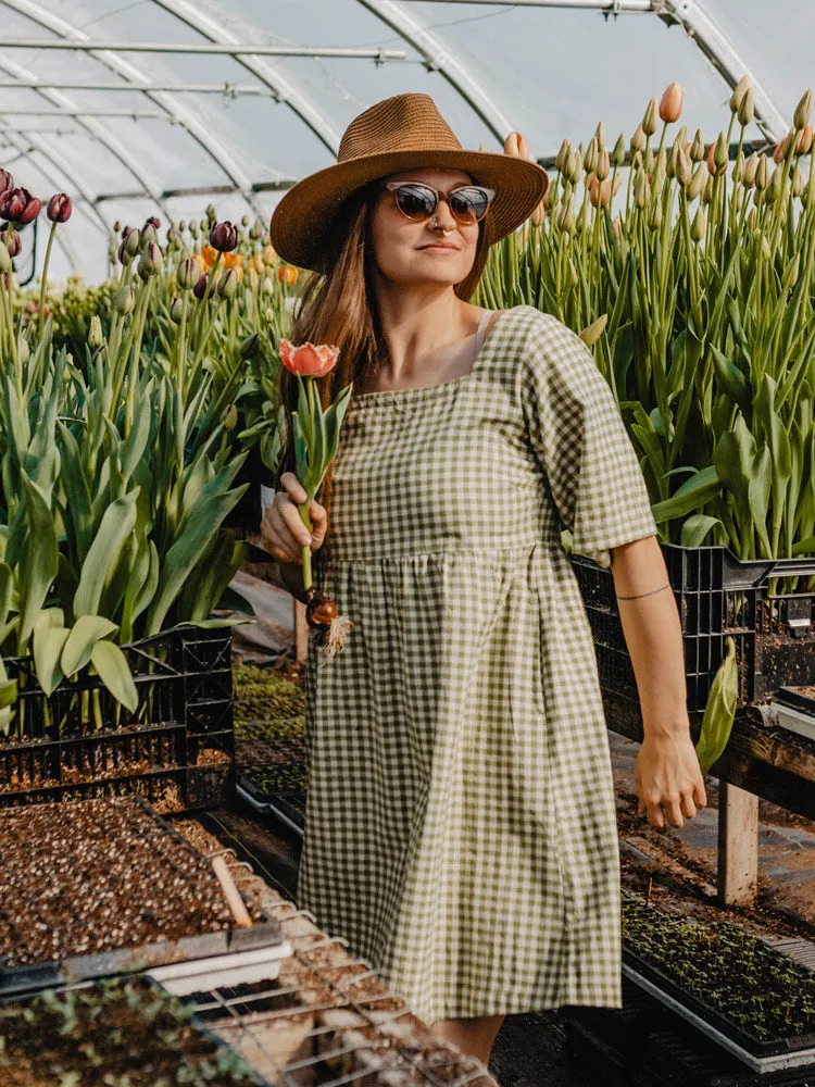 Nico Short Sleeve Mini Dress - Sage Gingham sold by Mata Traders product image thumbnail 2
