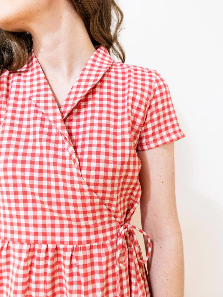 Annie Wrap Dress - Cherry Gingham sold by Mata Traders product image thumbnail 5