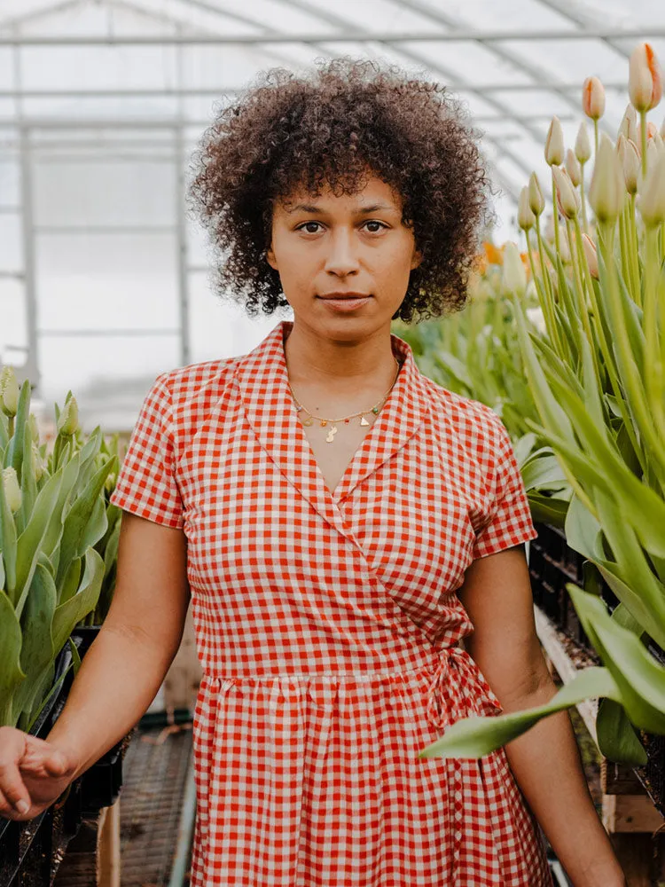 Annie Wrap Dress - Cherry Gingham sold by Mata Traders product image thumbnail 3