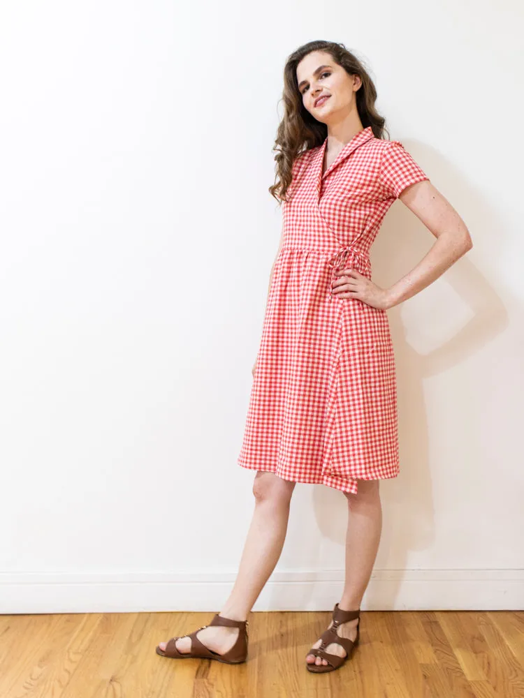 Annie Wrap Dress - Cherry Gingham sold by Mata Traders product image thumbnail 4