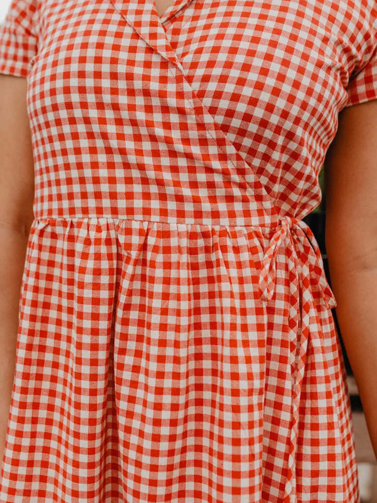 Annie Wrap Dress - Cherry Gingham sold by Mata Traders product image thumbnail 2
