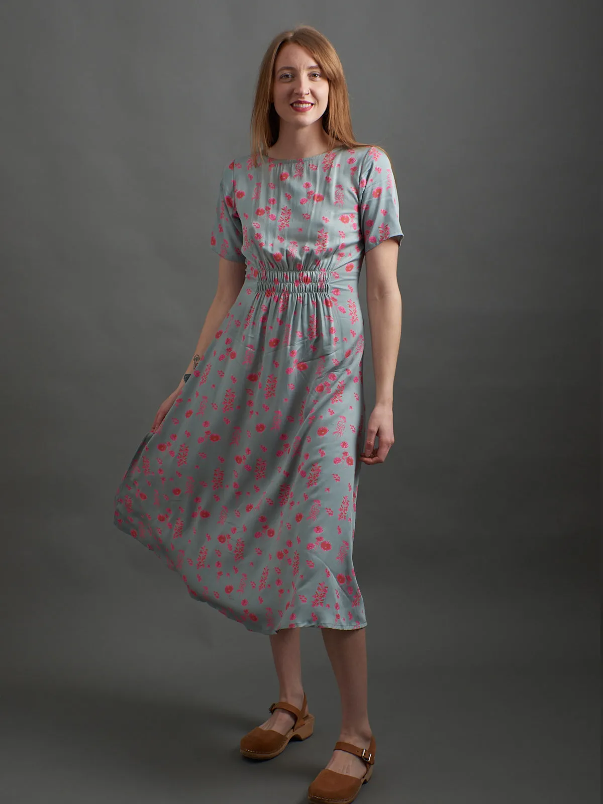 Artsy Traveler Short Sleeve Midi Dress - Botanical Slate sold by Mata Traders product image thumbnail 2