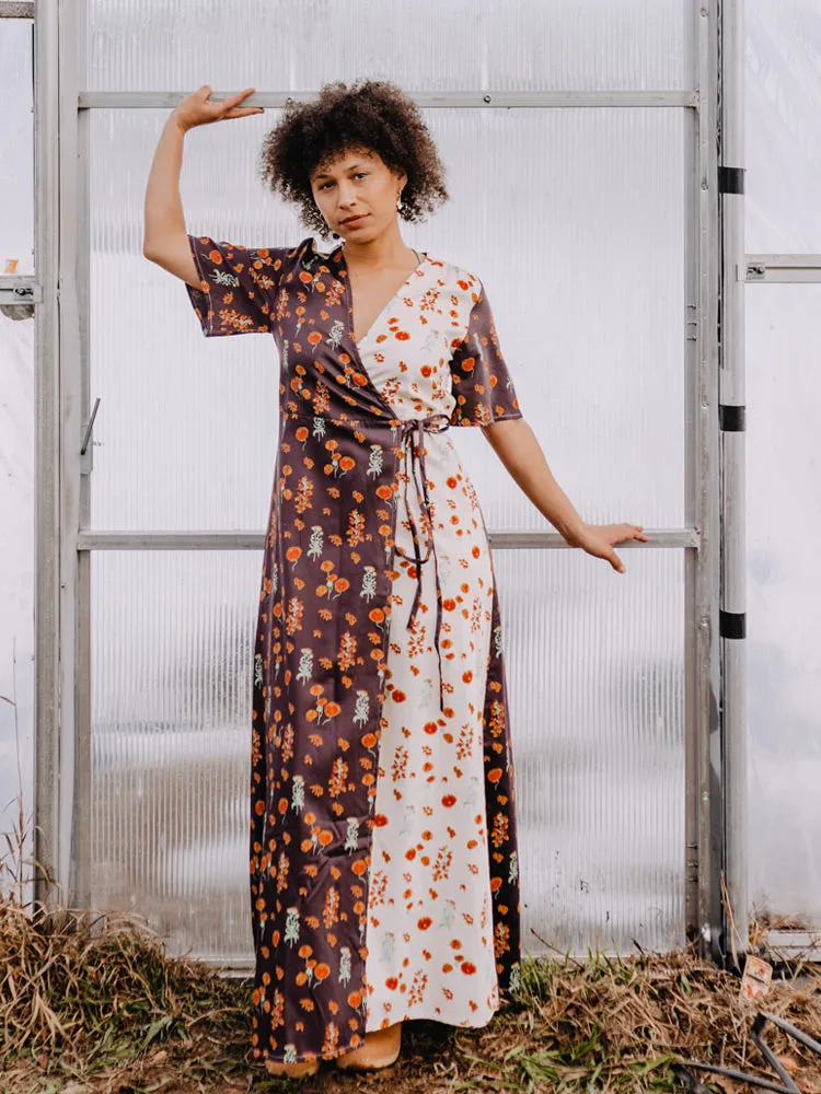 Brea Wrap Dress - Botanical Mix sold by Mata Traders