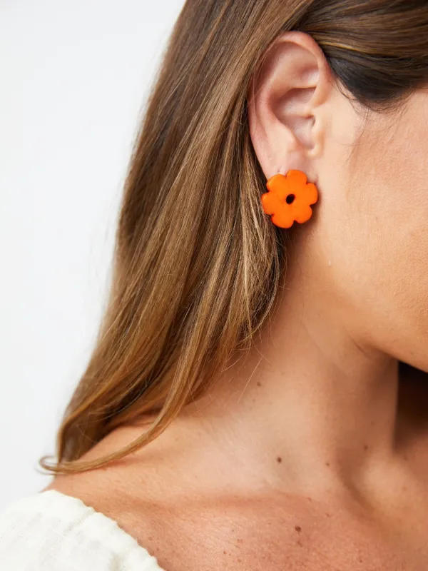 Retro Bloom Studs - Marmalade sold by Mata Traders