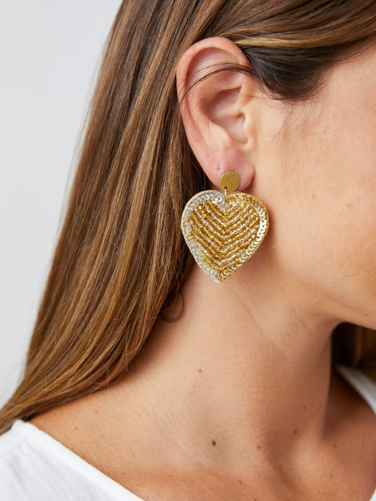 Gilded Heart Earrings - Metallic sold by Mata Traders product image thumbnail 3
