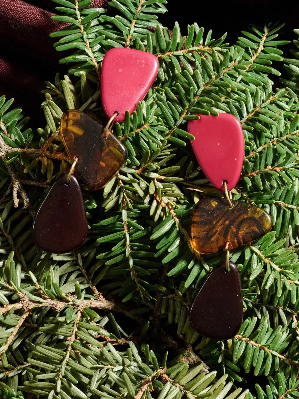 Louisa Resin Earrings - Mulberry sold by Mata Traders
