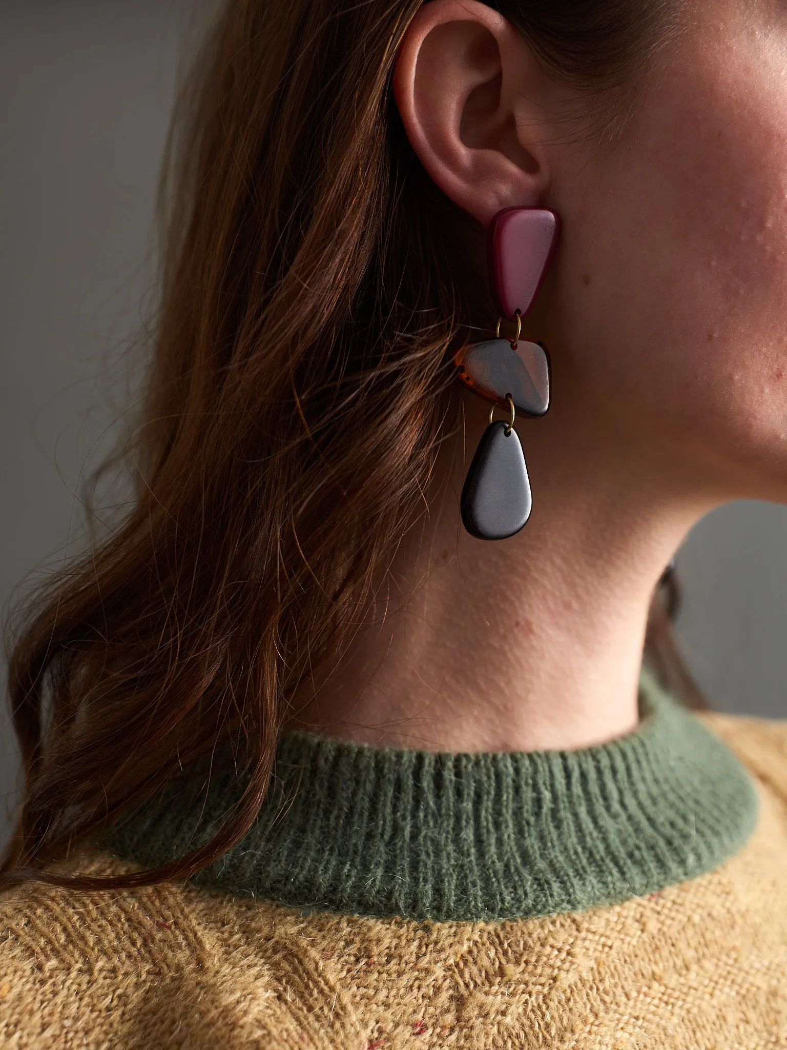 Louisa Resin Earrings - Mulberry sold by Mata Traders product image thumbnail 4