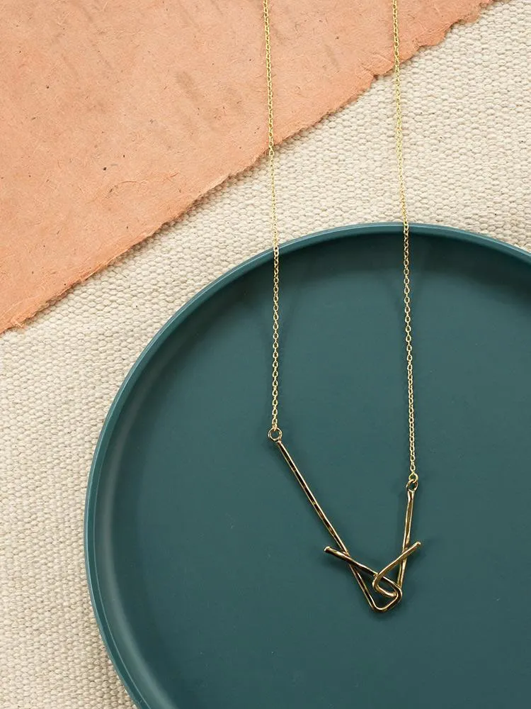 Stretched Shapes Necklace - Gold sold by Mata Traders product image thumbnail 3