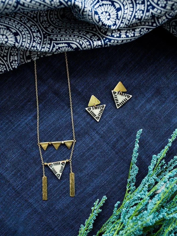 Oblique Triangle Necklace - Gold sold by Mata Traders product image thumbnail 2