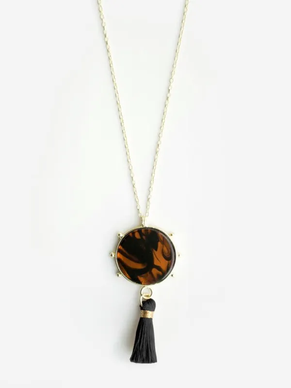 Gleam Necklace - Tortoiseshell sold by Mata Traders